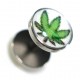 Fake Earlobe Plug Stud Earring in 316L Surgical Steel w/ Cannabis Logo