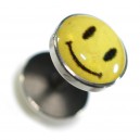 Fake Earlobe Plug Stud Earring in 316L Surgical Steel w/ Yellow Smiley Logo
