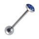 Dark Blue Expoxy covered Strass Crystals Tongue Bar Ring