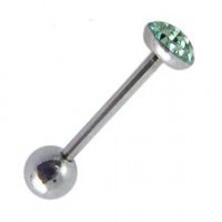 Turquoise Expoxy covered Strass Crystals Tongue Bar Ring