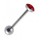 Red Expoxy covered Strass Crystals Tongue Bar Ring