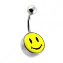 Smiley Logo 316L Steel Belly Bar Navel Button Ring