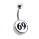 Bauchnabelpiercing Stahl 316L Logo 69 Schwarz / Wei&szlig;