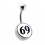 Black / White 69 Logo 316L Steel Navel Belly Button Ring