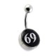 Bauchnabelpiercing Stahl 316L Logo 69 Weiß / Schwarz