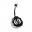 White / Black 69 Logo 316L Steel Navel Belly Button Ring