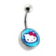 Blue Hello Kitty Logo 316L Steel Belly Bar Navel Button Ring