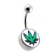 Piercing Ombligo Acero 316L Logo Canabis Verde