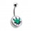 Piercing Nombril Acier 316L Logo Cannabis Vert