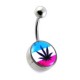Piercing Nombril Acier 316L Logo Cannabis Noir