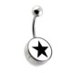 Bauchnabelpiercing Stahl 316L Logo Stern Schwarz
