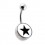 Black Star Logo 316L Steel Navel Belly Button Ring