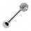 Tongue Barbell with White Crystal Ball
