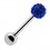 Tongue Barbell with Dark Blue Crystal Ball