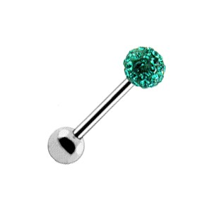 Barbell Piercing Langue - Acier Chirurgical 316L - Boule Cristal Férido - Tige 16 Mm X 1,6 Mm - Filetage Interne