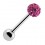 Tongue Barbell with Pink Crystal Ball