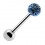 Tongue Barbell with Light Blue Crystal Ball