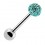 Tongue Barbell with Turquoise Crystal Ball