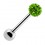 Tongue Barbell with Green Crystal Ball