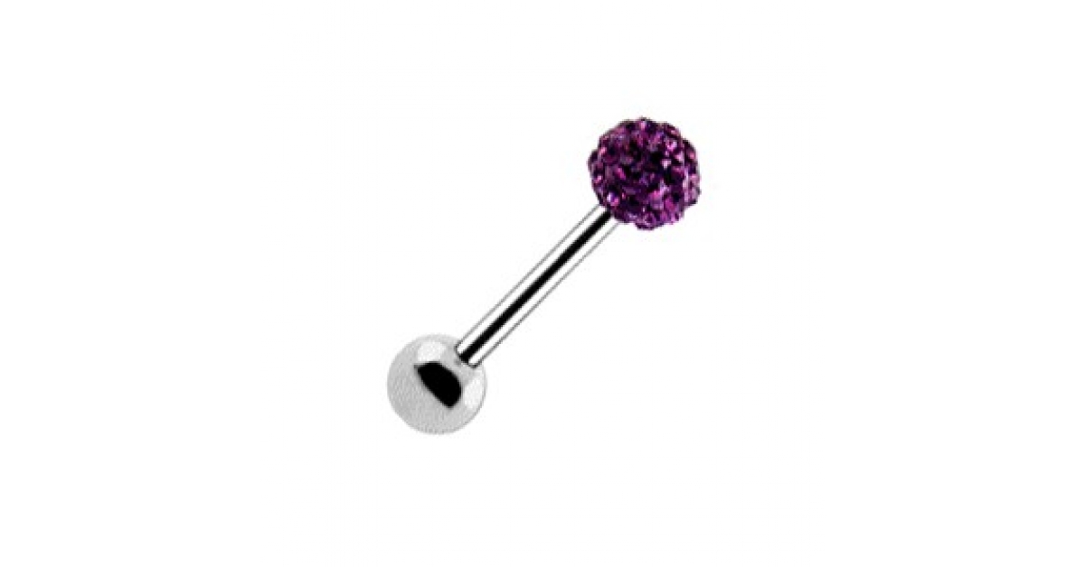 Barbell Piercing Langue 16 Mm - Billes Violettes, Acier Chirurgical 1.6 Mm, Neuf Avec étiquettes