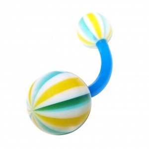 Piercing Nombril Bioflex Beach Ball Jaune / Bleu