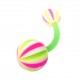 Belly Bar Navel Button Ring with Pink/Green Beach Balls