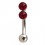 Steel Eyebrow Ring with Ball & Double Red Rhinestone