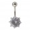 Piercing Nombril Argent Massif 925 Diamant Griffes Blanc