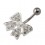 White Strass 925 Sterling Silver Bowtie Belly Button Ring