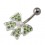 Light Green Strass 925 Sterling Silver Bowtie Belly Button Ring