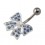Light Blue Strass 925 Sterling Silver Bowtie Belly Button Ring