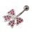 Pink Strass 925 Sterling Silver Bowtie Belly Button Ring