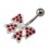 Red Strass 925 Sterling Silver Bowtie Belly Button Ring
