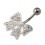 Rainbow Strass 925 Sterling Silver Bowtie Belly Button Ring