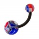 Blue/Red Vortex Bio-Flexible Belly Bar Navel Button Ring