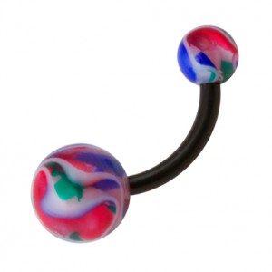 Red/Green/Blue Vortex Bio-Flexible Belly Bar Navel Button Ring