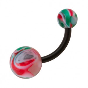 Red/Green Vortex Bio-Flexible Belly Bar Navel Button Ring