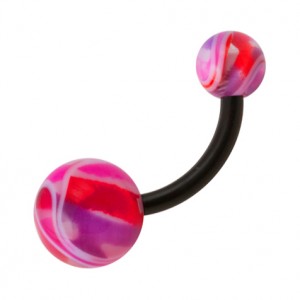 Pink/Purple Vortex Bio-Flexible Belly Bar Navel Button Ring
