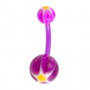 Piercing Ombligo Bioflex Estrella & Flor Púrpura / Amarillo barato