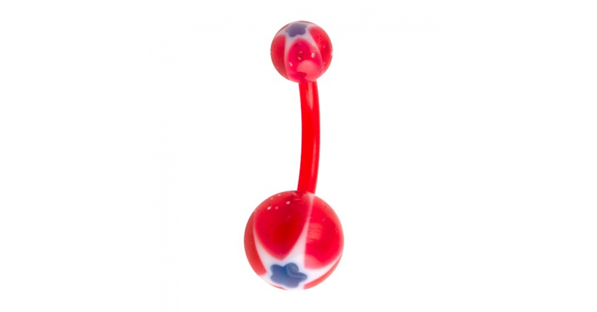 Piercing Nombril Bioflex Etoile Fleur Rouge Bleu