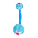 Bioflex Belly Bar Navel Button Ring with Blue/Red Star & Flower