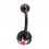 Navel Belly Button Ring with Black/Red Star & Flower