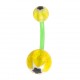 Bioflex Belly Bar Navel Button Ring with Yellow/Black Star & Flower