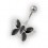 Black Pebble Stones Butterfly Navel Ring in 925 Sterling Silver