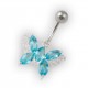 Turquoise Pebble Stones Butterfly Belly Bar Navel Button Ring in 925 Silver & 316L Steel