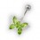 Light Green Pebble Stones Butterfly Navel Ring in 925 Sterling Silver
