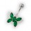 Dark Green Pebble Stones Butterfly Navel Ring in 925 Sterling Silver
