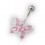 Light Pink Pebble Stones Butterfly Navel Ring in 925 Sterling Silver