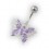 Light Purple Pebble Stones Butterfly Navel Ring in 925 Sterling Silver