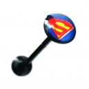 Superman Blackline Tongue Bar Ring
